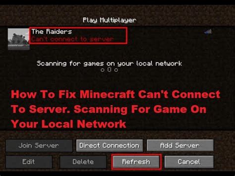 Minecraft How to Fix Scanning For Games On Your Local Network.